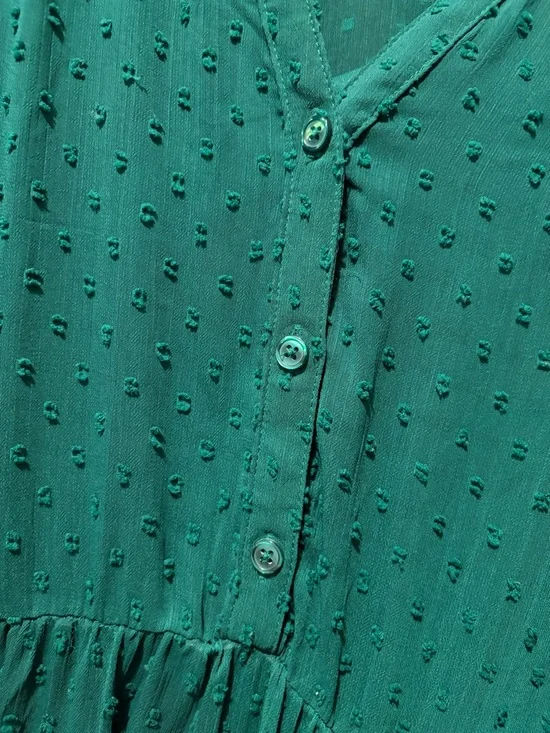 torrid Forest Green Textured Tiered Maxi Chiffon Swiss Dot Dress - Picture 7 of 12